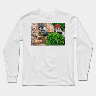 Siesta time for the cats of Monemvassia Long Sleeve T-Shirt